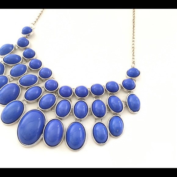 Stunning Bib Necklace blue + silver 18-20” - Picture 2 of 7